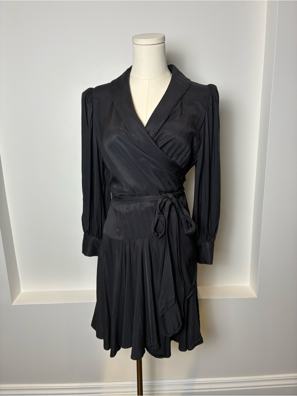 Hudson Black Long-Sleeve Wrap Dress